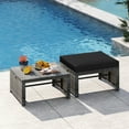 thumbnail image 4 of Costway Patio Ottomans Set of 2 PE Rattan Footstools with Removable Cushions & Metal Frame Black, 4 of 9