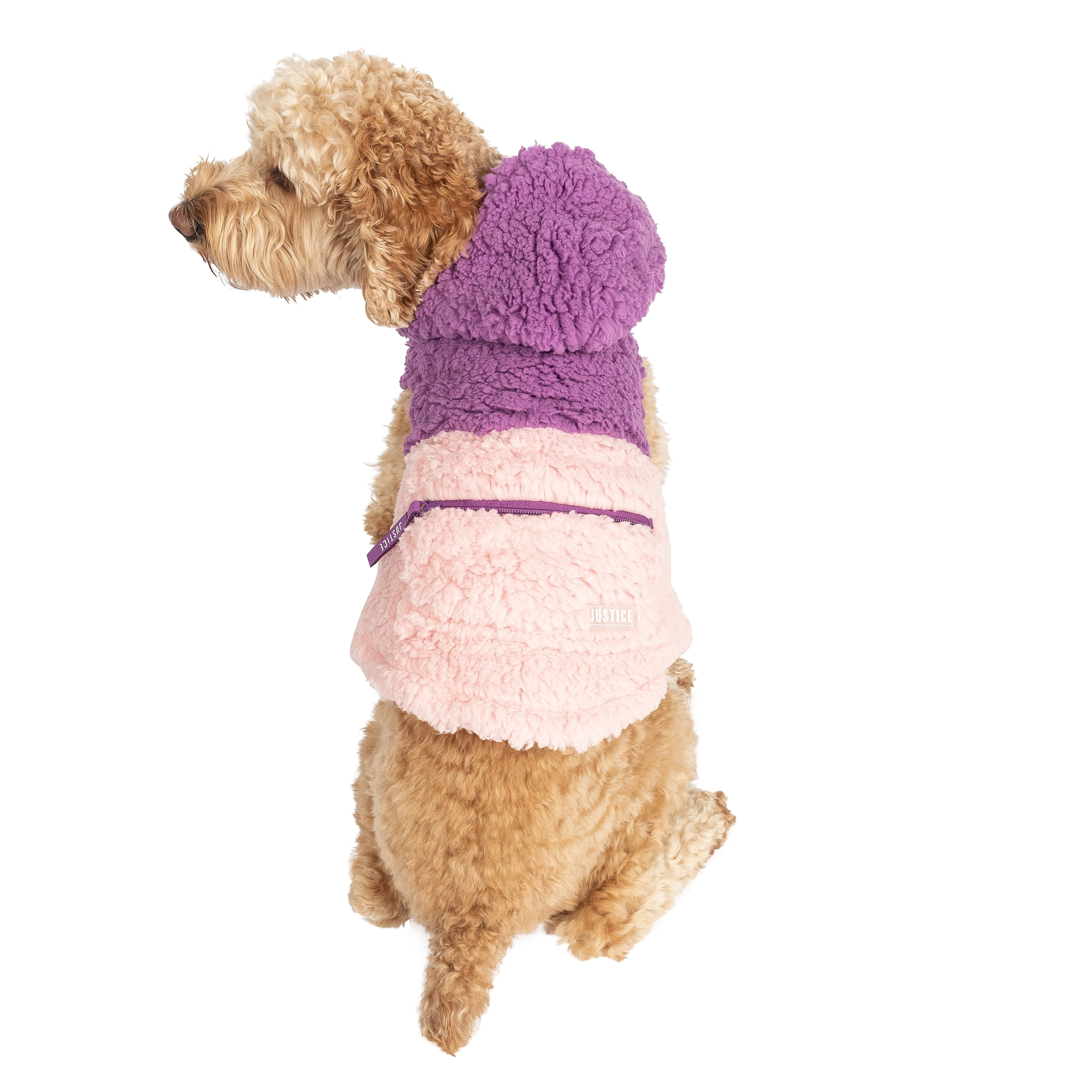 Justice Pet Polyester Sherpa Dog Hoodie With Zip Pocket