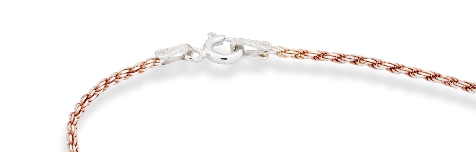 Miabella 925 Sterling Silver Solid 1.5mm Diamond-Cut Braided Rope Chain Anklet Ankle Bracelet for Women, Made in Italy (rose-gold-plated-silver, 11)