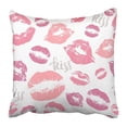 thumbnail image 1 of RYLABLUE Orange Lettering With Kisses Lips Endless Pattern Sketch Imprint Kiss Pink Mouth White Pillowcase 18x18 inch, 1 of 1