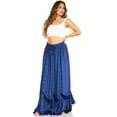 thumbnail image 5 of Sakkas Ivy Second Women's Maxi Boho Elastic Waist Embroidered A Line Long Skirt - Navy - One Size, 5 of 5