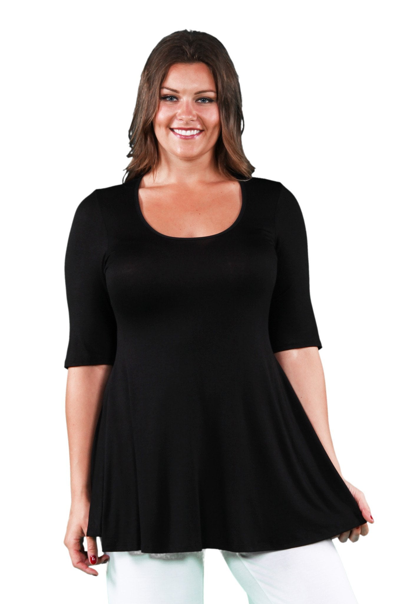 Women's Plus Size Elbow Sleeve Tunic