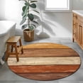 thumbnail image 5 of Farmhouse Burnt Orange Brown Round Rug 3.3ft Washable Circle Entryway Rugs Non Slip Vintage Wooden Striped Area Rug Indoor Floor Carpet for Bedroom Kitchen Living Room Home Office Dining Room Nursery, 5 of 7