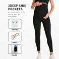 thumbnail image 5 of Women's Maternity Yoga Pants, Maternity Leggings, High Elastic Belly Support Seamless Leggings with Pockets, Pregnancy Workout Tights, Comfortable Motherhood Activewear for Daily Wear Black M, 5 of 8