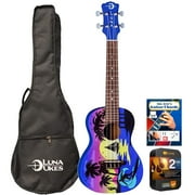 Luna UKE KAUWELA C Kauwela Summer Concert Ukulele with Satin Graphic Finish with Gigbag Bundle with Guitar Chord Book with Online Video Instruction and Premium 2 YR CPS Enhanced Protection Pack