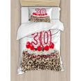 thumbnail image 3 of 30th Birthday Duvet Cover Set Queen Size, Birthday Cake with Cherries on the Top and Burning Candles Number 30 Print, Decorative 3 Piece Bedding Set with 2 Pillow Shams, Multicolor, by Ambesonne, 3 of 3