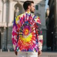 thumbnail image 3 of HELLHERO Colorful Tie Dye Patterns Classic Fit Suit Jacket, Slim Fit Polyester Men's Sport Coat for Casual Summer, 3 of 8