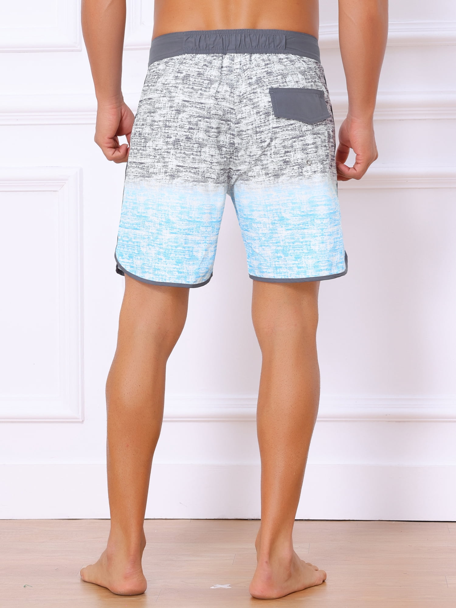 DARING DIVA Men's Summer Drawstring Elastic Waist Color Block Beach Shorts 36 Light Gray