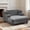 Gray, variant on 52.4"W Oversized Chenille Chaise Lounge with Layered Armrests, Black