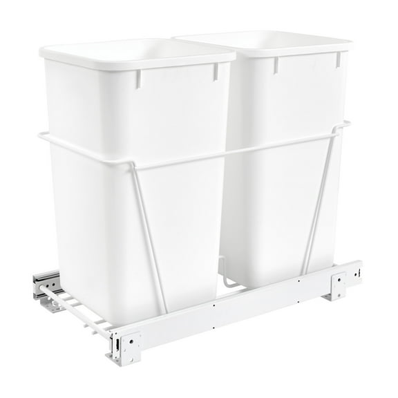 Open Box Rev-A-Shelf Double Pullout Kitchen Cabinet 27 qt. Trash Can, RV-15PB-2 S
