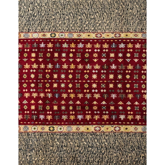 Ahgly Company Machine Washable Indoor Rectangle Abstract Tiger Orange Brown Area Rugs, 2' x 5'