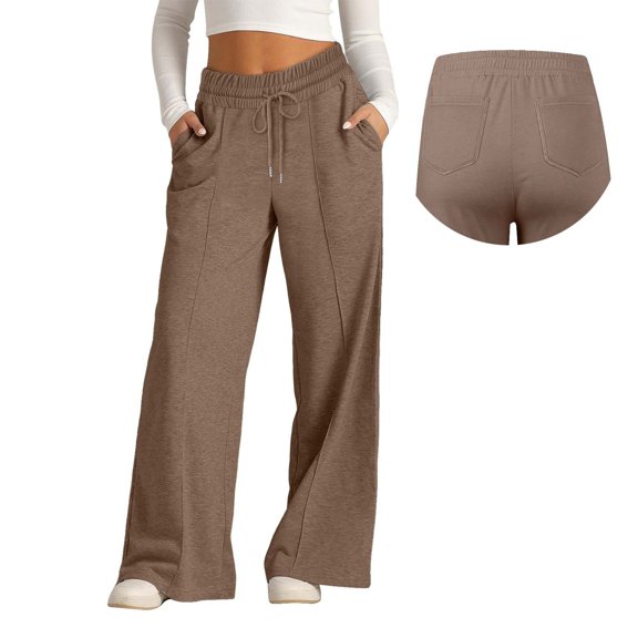 UACY Baggy Sweatpants for Girls Trendy Oversized Wide Leg Loose Sweat Pants Elastic High Waist Drawstring Athletic Joggers 
