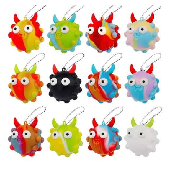 Big Horn Silicone Stress Pop Ball - Squeeze Bubble Fidget Toy with Random Color, Keychain Included - for Kids, Adults, Office Workers, Party Favors, Stress Relief, Sensory Play