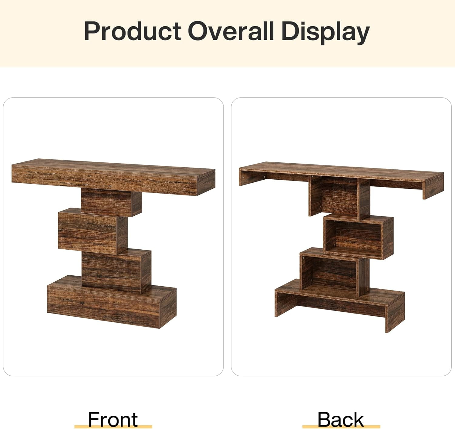 Tribesigns 42.5" Farmhouse Console Table, Wood Sofa Table for Living Room, Rustic Brown