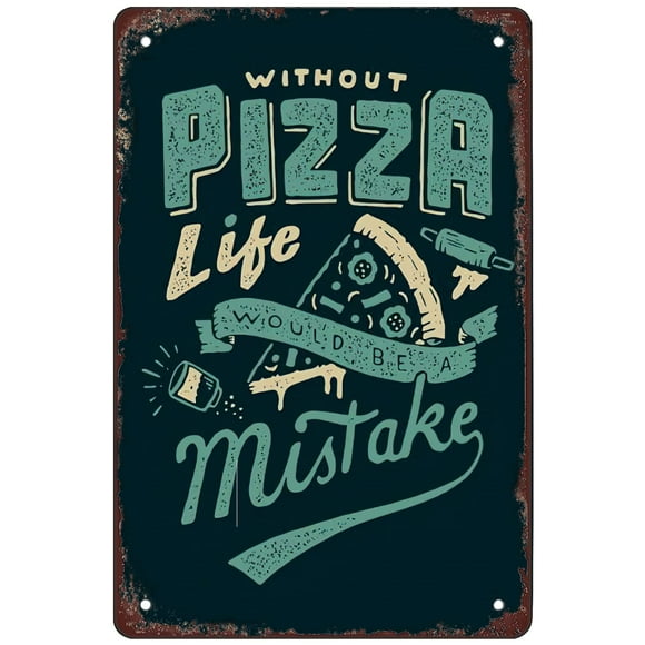 Retro Funny Metal Sign Sheet Signs Tin Sign,pizza , 8 x 12 Inches