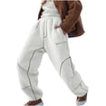 thumbnail image 3 of DDAPJ pyju Womens Winter Fleece Sherpa Sweatpants Warm Fuzzy Snow Ski Pants Trendy Casual Activewear with Pockets White XL, 3 of 7
