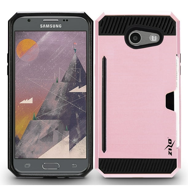 Samsung Galaxy J7 Prime Case Zv Metallic Hybrid Cover W Credit Card Slot And Id Holder Heavy Duty Slim Wallet Case Samsung Galaxy J7 V Perx Walmart Com Walmart Com