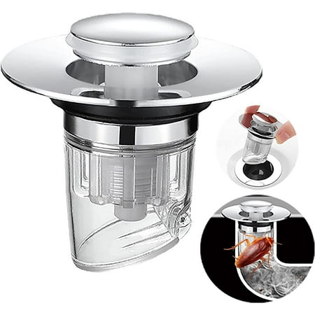 

JINGT Bathroom Sink Stopper 1.33~1.57” Basin Pop Up Sink Drain Strainer Silver