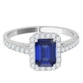thumbnail image 3 of Mauli Jewels Engagement Rings for Women 0.9 Carat Diamond And Emerald Shape Tanzanite Bridal Set Ring 4-prong 10k White Gold, 3 of 7