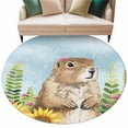 thumbnail image 2 of Groundhog Day 6ft Round Rugs, Sunflower Spring Floral Botanical Blue Washable Non-Slip Area Rugs for Living Room Bedroom Kitchen, Soft Low Pile Dining Room Kicthen Circle Carpet, Indoor Floor Rug, 2 of 9