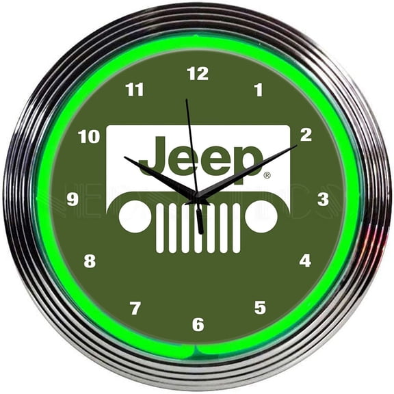 LueInJoy Jeep Green NEON Clock