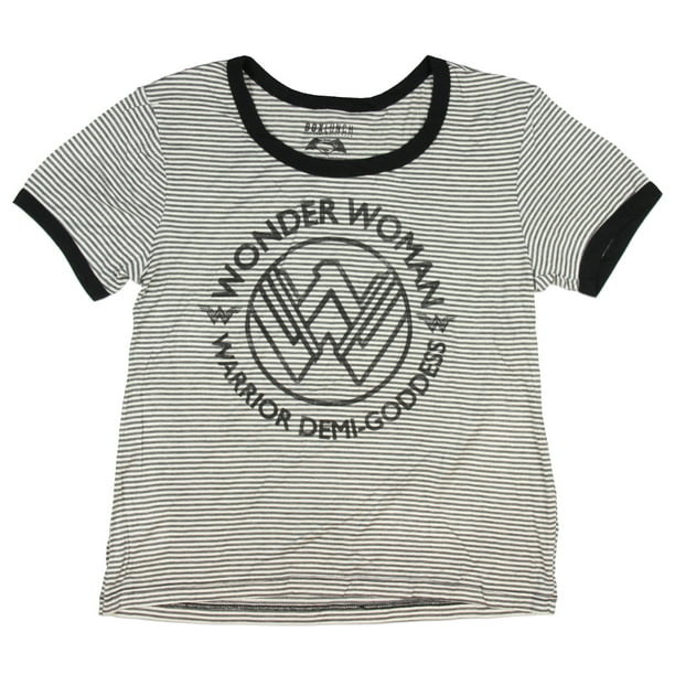 Wonder Woman Warrior Demi Goddess Stripe Juniors Ringer T Shirt