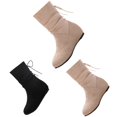 thumbnail image 4 of NOKIO Women's Wide Width Flat B𝗈𝗈𝑡𝑠 Comfortable Mid Calf Booties Fashion Back La𝖼e Up Booties Casual Round Toe Shoes V𝗂ntage Western Cowboy Shoes Lightweight Pull On Walking B𝗈𝗈𝑡𝑠, 4 of 4