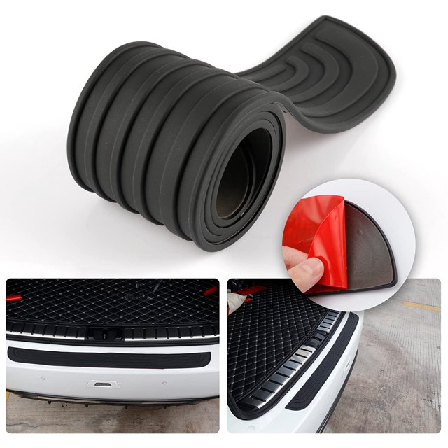 Protector de parachoques trasero para automóvil, 35.1 pulgadas x 2.75 pulgadas Auto/SUV Accesorios exteriores universales de goma antiarañazos para maletero (negro) esquí esquí Gafas de esquí