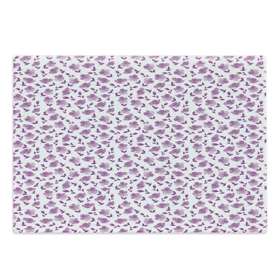 Flower Cutting Board, Floral Pattern Romantic Spring Valentines Day Wedding Anniversary Theme Art, Decorative Tempered Glass Cutting and Serving Board, Large Size, Violet White, by Ambesonne