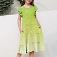 thumbnail image 1 of Girls Dresses - Elegant Summer Round Neck Ruffle Sleeve Layered A-Line Casual Gradient Dress for Young Girls, 1 of 6