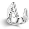 thumbnail image 5 of Unisex Adjustable Letter Ring Initial Ring for Women and Men Electroplated Silver Metal Ring Cold Wind Ring Perfect as, 5 of 5
