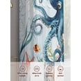 thumbnail image 3 of Octopus Coastal Sheer Curtains for Living Room Bedroom Summer Beach Ocean Coral Starfish Sheer Curtains 54 Inch Long 2 Panels Set Light Filtering Curtain Window Treatments Drapes for Dining Room, 3 of 6
