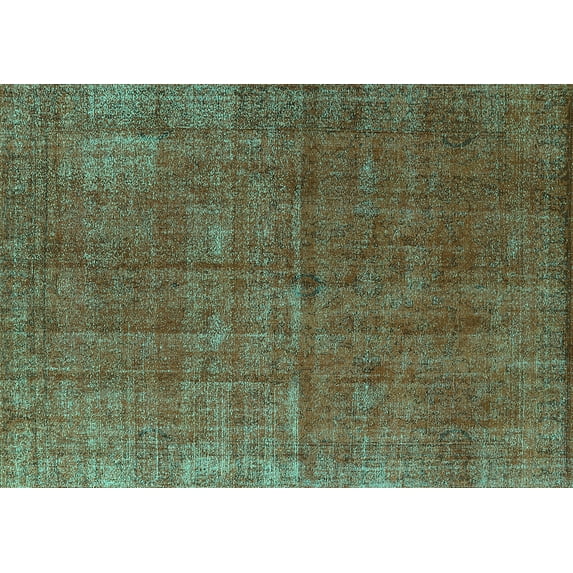 Ahgly Company Machine Washable Indoor Rectangle Oriental Turquoise Blue Industrial Area Rugs, 3' x 5'