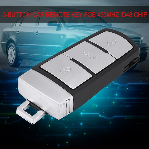 Qiilu 3-Button Remote Key Fob 433Mhz ID48 W/ Uncut Blade for VW Magotan Passat CC 3C0959752BA, Remote Car Key,Remote Key Fob