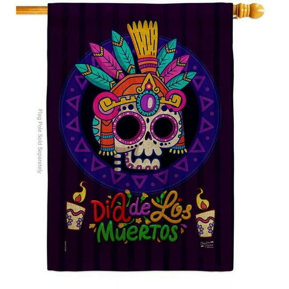 Angeleno Heritage H130412-DB Dia de los Muertos Falltime Day of Diad 28 x 40 in. Double-Sided Decorative Horizontal House Flag for Decoration Banner Garden Yard Gift