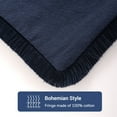 thumbnail image 7 of NEXHOME PRO Boho Throw Pillow Covers for Couch Set of 2 18"x18", Handmade Decorative Linen Pillow Covers Shams for Sofa, Living Room, Farmhouse Fringed Cushion Covers, Navy (NO Insert), 7 of 7