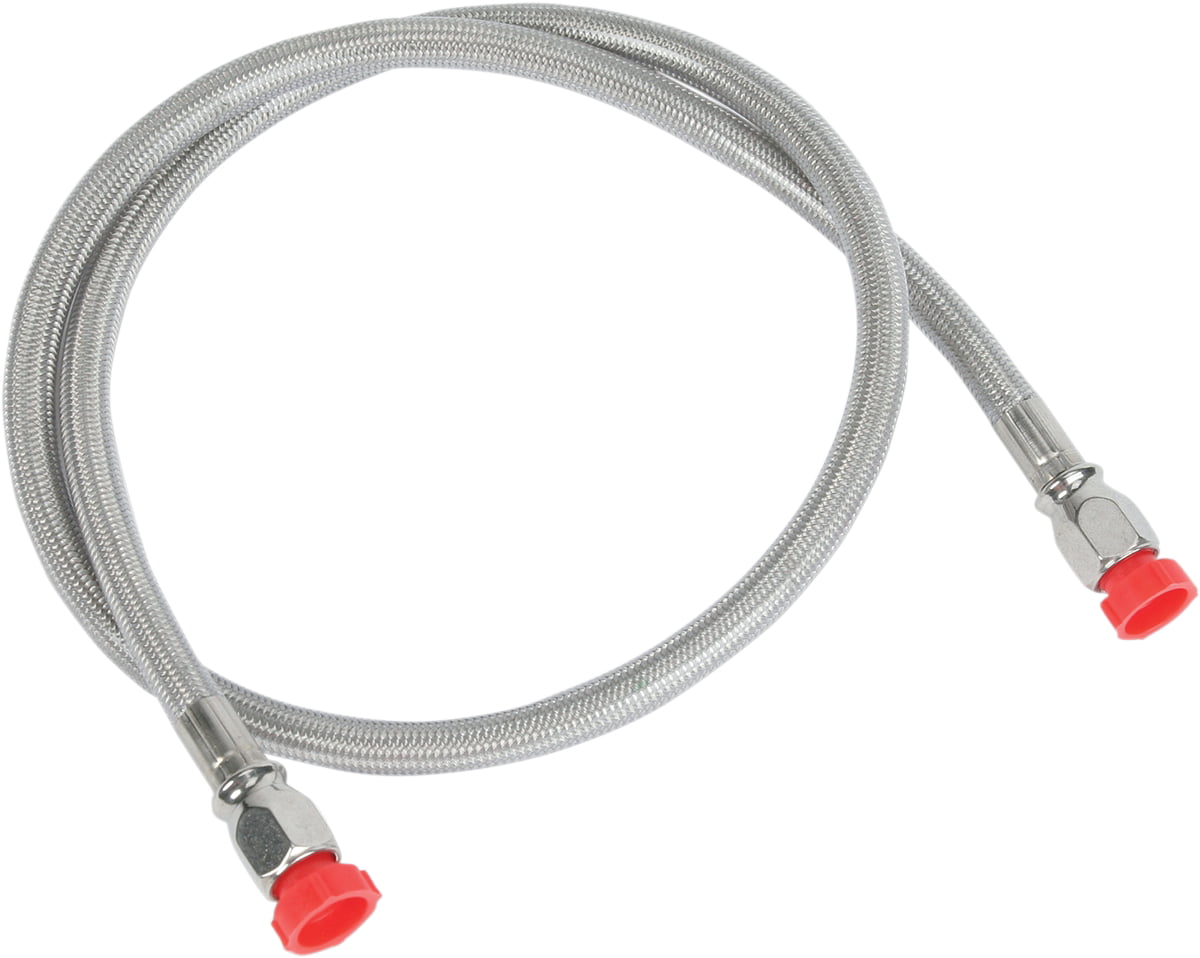 Stainless Steel Braided Brake Hose Line 3an Straight W/90 15" Long Clear Coated 