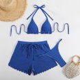 thumbnail image 4 of Up to 65% off Womens Bathing Suits Women's Solid Color Fashion Adjustable Suspenders Backless Bikinis Sets Swim Top with Shorts, 4 of 6