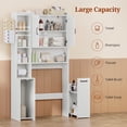 thumbnail image 4 of Over The Toilet Storage Cabinet, Bathroom Storage Cabinet with Open Compartments and Movable Double Storage Cabinet for Bathroom, Restroom, Laundry, White, 4 of 6