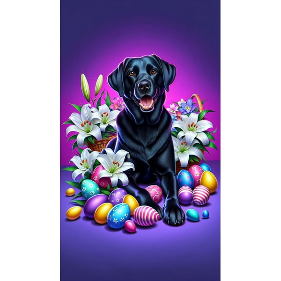 Black Labrador - Best of Breed DCR Easter Holiday Outdoor Garden Flag Mailbox Flag 12" x 17"