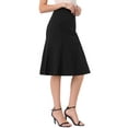 thumbnail image 4 of INSPIRE CHIC Midi Skirts for Women's Elastic High Waist Summer Casual A-line Flowy Skirt Trendy XS Black, 4 of 6