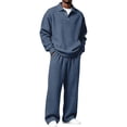 thumbnail image 6 of gibobby Mens 2 Pieces Sets Long Sleeve Casual Polo Shirt Fall Winter Loose Sweatpants Lounge Vacation Outfits Set (Dark Blue,2XL), 6 of 7