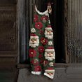 thumbnail image 2 of Women's Vintage Cotton Linen Overalls with Christmas Print - Casual Loose Jumpsuit with Shoulder Straps & Pockets, Dark Red, Size XXL, 2 of 6