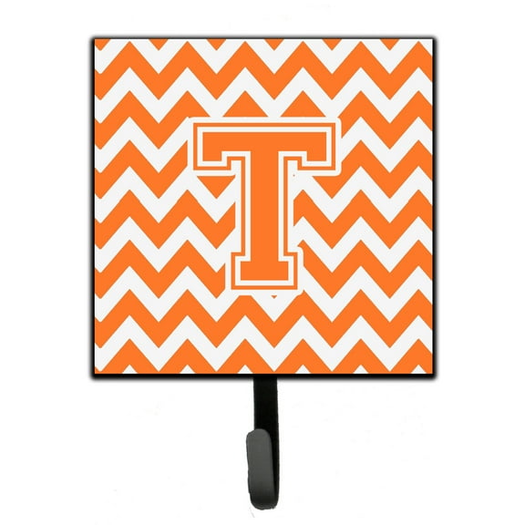 Letter T Chevron Orange and White Leash or Key Holder