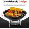 thumbnail image 5 of 14-inch Portable Barbecue Grill with 3-Point Locking Lid for Heat Preservation – Dual Venting System – Small Charcoal Grill for Backyard, Camping, Boat, 5 of 8