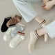 thumbnail image 2 of Calcetines de mujer a rayas simples otoño fino otoño ins calcetines de moda calcetines de algodón transpirables de celebridades de Internet a juego, 2 of 5