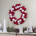 thumbnail image 2 of Northlight 3-Finish Shatterproof Ball Christmas Wreath - 24" - White and Red - Unlit, 2 of 3