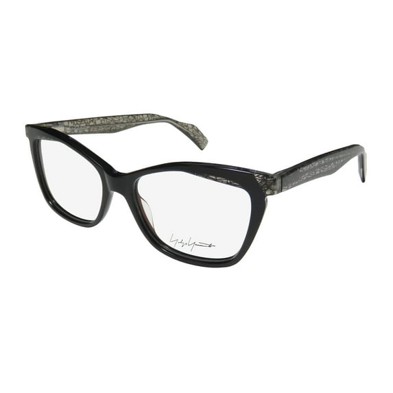 New Yohji Yamamoto Yy1033 Womens/Ladies Cat Eye Full-Rim Black Gorgeous Cat Eye Sophisticated Frame Demo Lenses 54-16-145 Eyeglasses/Glasses