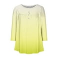thumbnail image 4 of RXIRUCGD T-shirt Imprimé Décontracté d'Été pour Femmes Manches Trois-Quarts Col Rond Froncé Blouse, Jaune, Taille : 2TG, 4 of 4