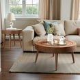 thumbnail image 5 of FOROUTIA  Nesting  Round  Coffee Table Set of 2,Morden Wood Coffee Tables for Living Room, 5 of 7